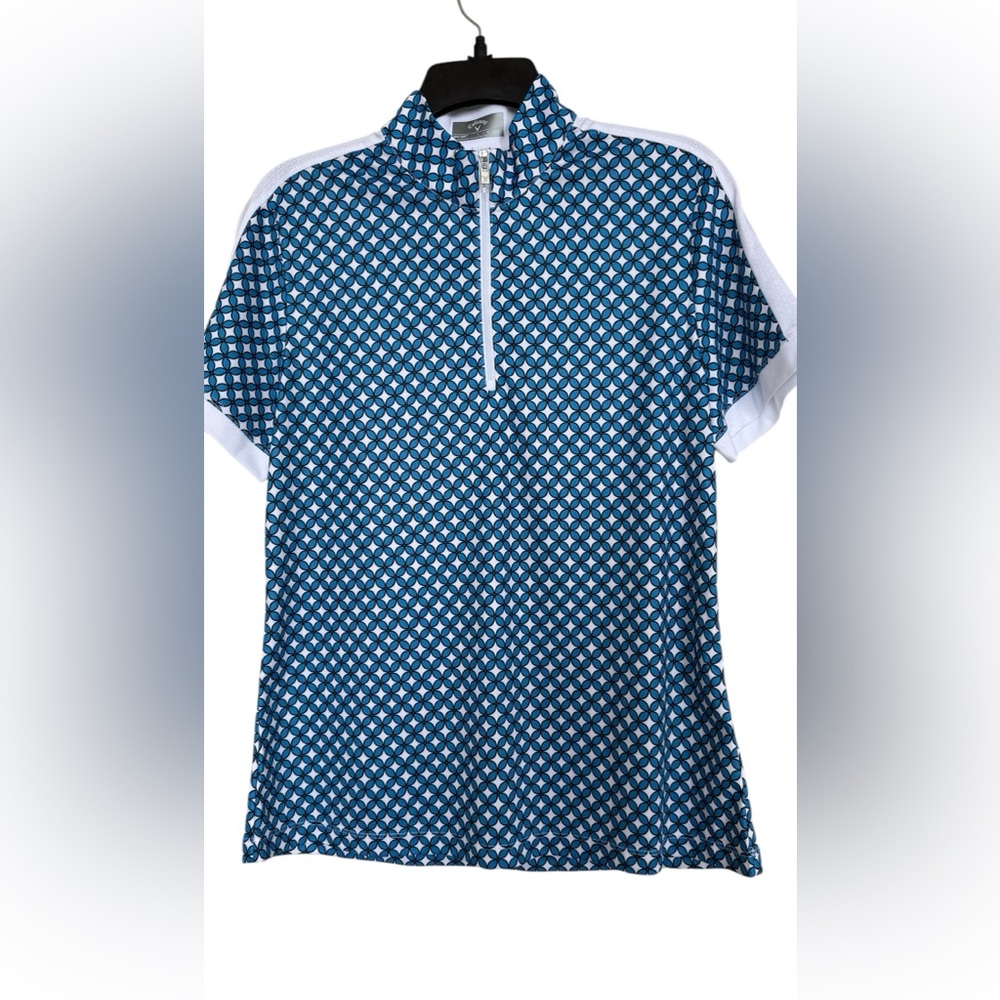 Callaway Opti Dri Women’s Sz L 1/4 Zip Shirt Sleeve Golf/Polo Top Sea Star